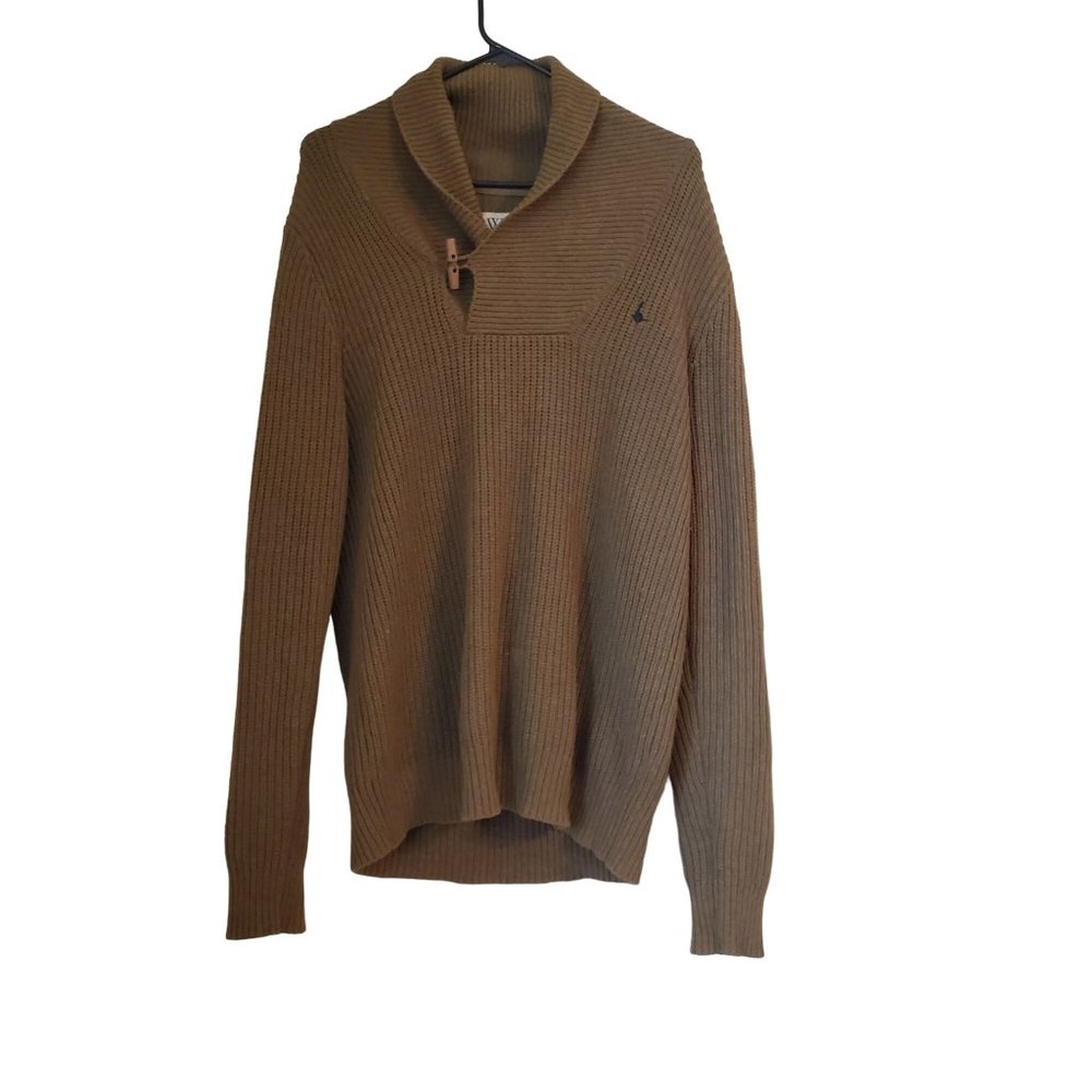 Jack Wills M Green Knit Pullover Sweater‎ Collared Toggle Closure